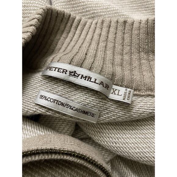 Peter Millar Luxury Cashmere Blend Sweater Tan 1/4 Zip Golf Men's Size X Large - Picture 3 of 9
